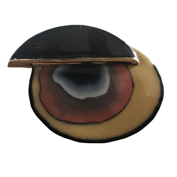 Vtg Artist Signed Concentric Circle Abstract Modernist Pin Brooch - Picture 2 of 4